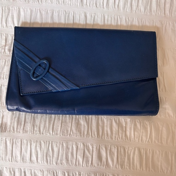 Vintage Blue Leather Clutch - Picture 1 of 8